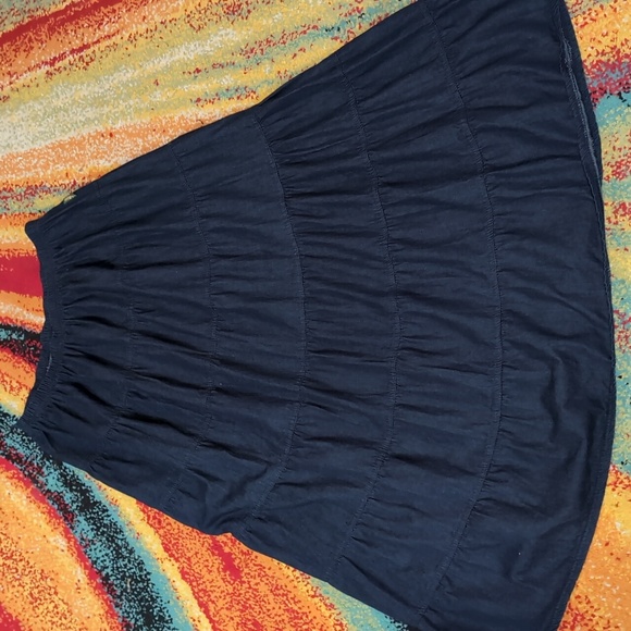 Vintage Dresses & Skirts - Vintage Baby O Navy Blue Tiered Prairie Maxi Skirt Made in USA XXL